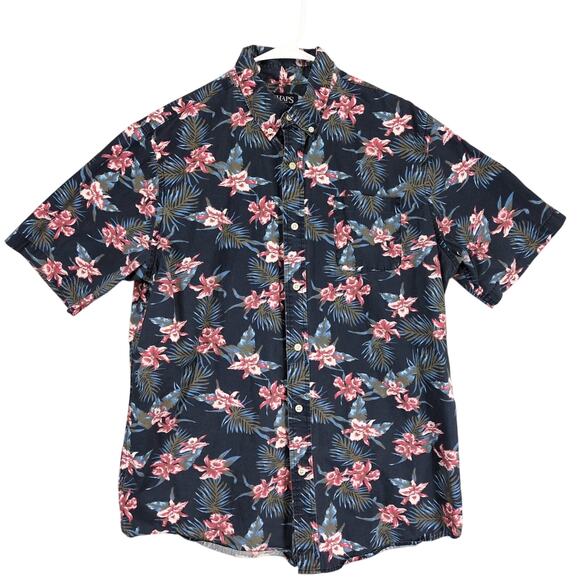 Vtg Y2K Chaps Men's XL Tropical Hawaiian Print Button Down Short Sleeve Shirt - Picture 1 of 6